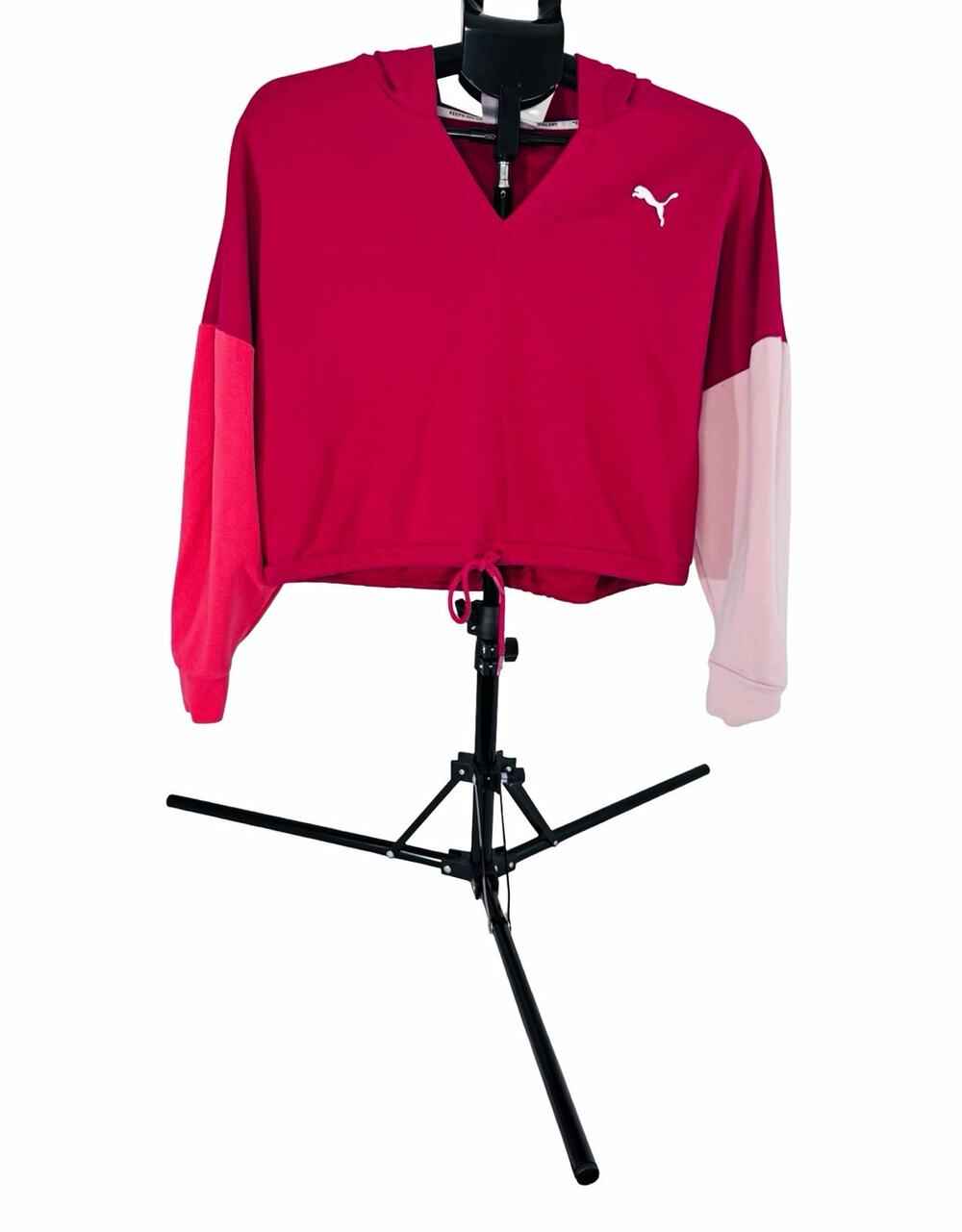 PUMA Women’s Pink Colorblock Fleece Hooded Pullover Hoodie Size M 846868-33